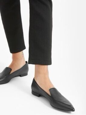 Everlane The Boss Flats Black Leather Size 8 Pointy Toe